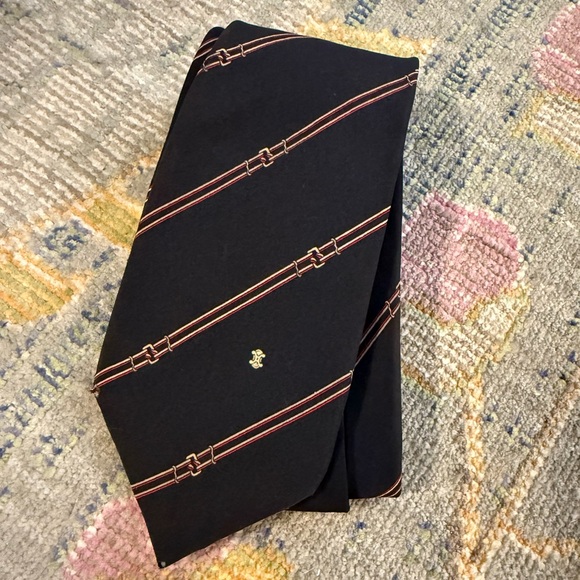 Celine Vintage Navy Stripes Men's Neck Tie - Picture 1 of 7